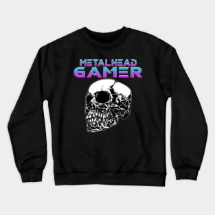 Metalhead Gamer Quarter Skull Blue Tone Crewneck Sweatshirt